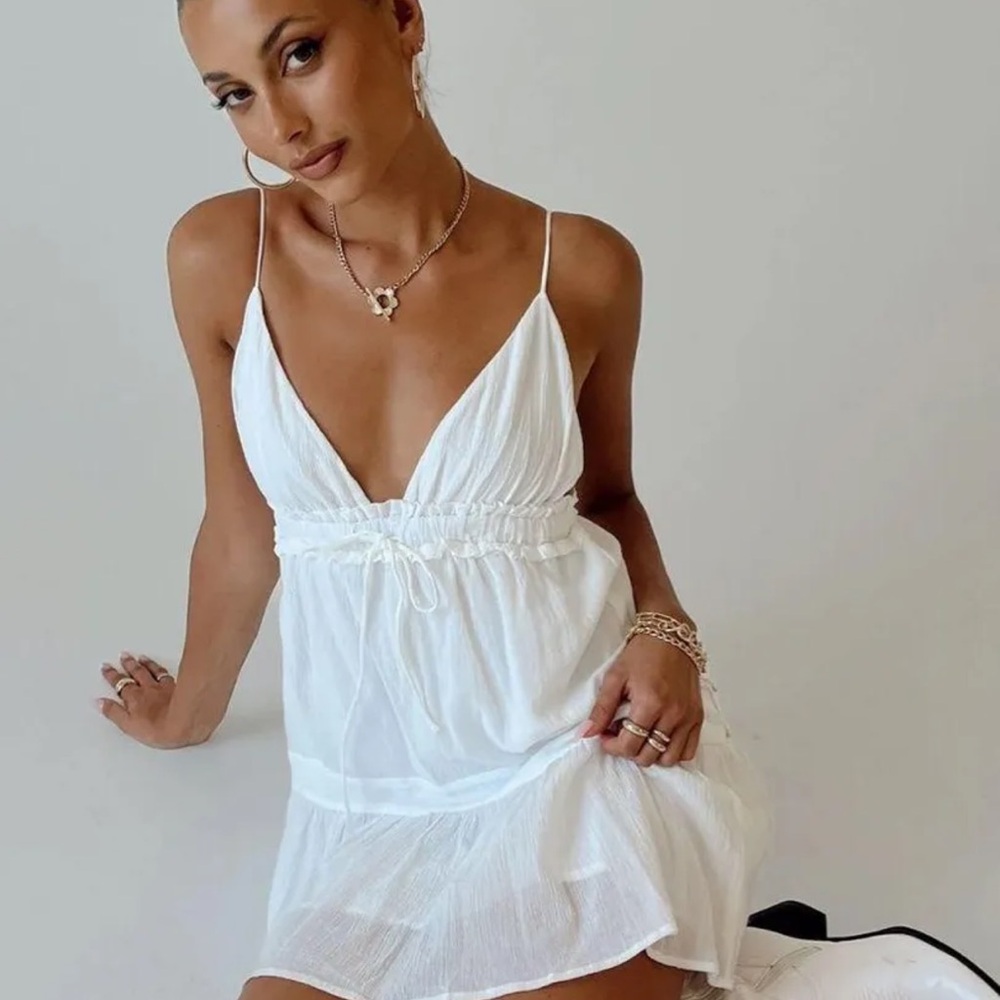 Princess Polly White Spaghetti Strap Mini Dress